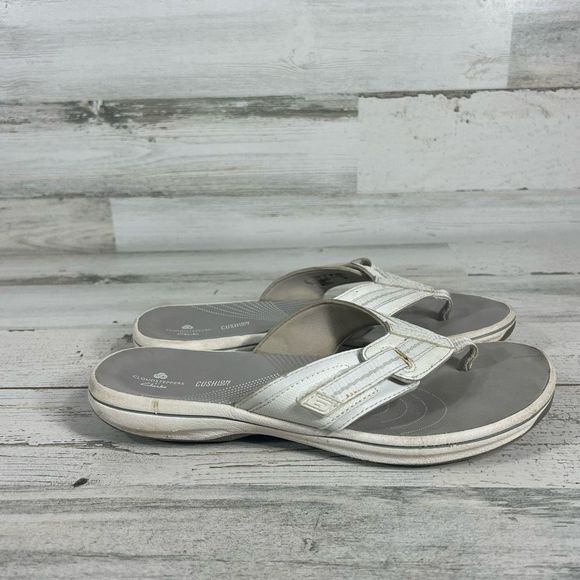 Clarks Shoes - Clarks Cloudsteppers Flip Flops Sandals Comfort Breeze Sea White Size 8